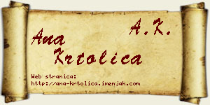 Ana Krtolica vizit kartica
